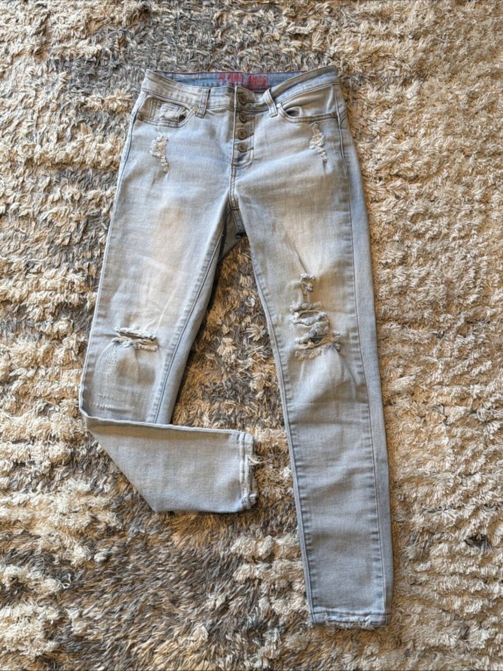 FLYING ANGEL Distressed Button Fly Jeans Women’s 3